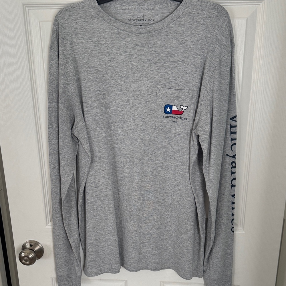 Vineyard Vines Men's Heather Gray Long Sleeve Texas Tee